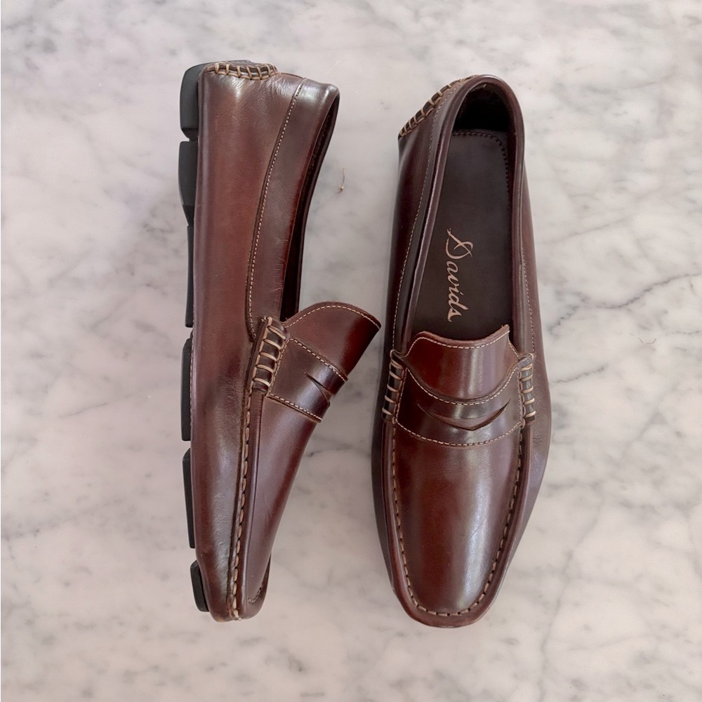 NWOT Davids men’s brown leather driving shoe|loafer size 44/10